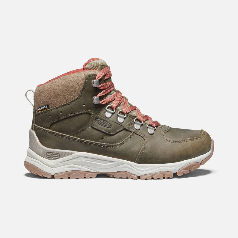 Keen Innate Leather Wanderstiefel Damen DE-69174 Plaza Taupe/Redwood - Keen Damenschuhe Olivgrün